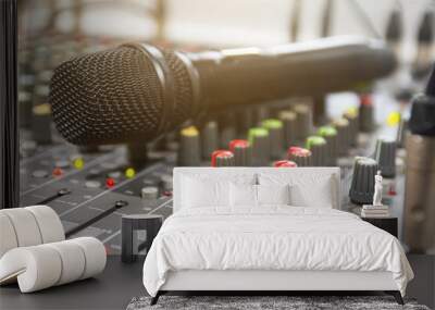 Digital wireless microphone on an analog audio mixer Wall mural