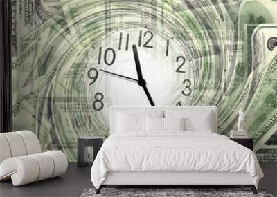 close up shot of  clock and money Wall mural