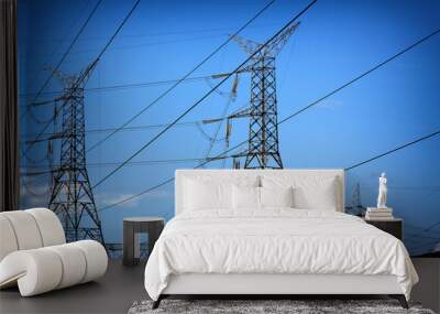 metal tower of Power Lines Wall mural