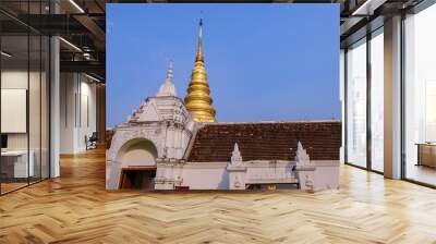 Golden Pagoda of Wat Phra That Chae Hang Temple, Nan Province, Thailand Wall mural