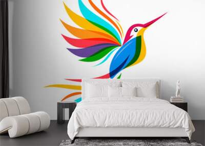 abstract colorful hummingbird colibri bird logo line outline monoline vector icon illustration
 Wall mural