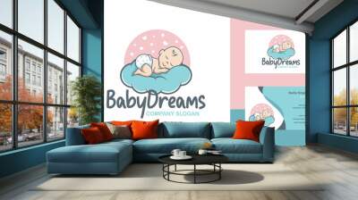 cute baby sleep for babyshop vector icon logo illustration design Wall mural