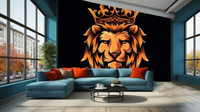 Lion head vintage logo icon illustration Wall mural