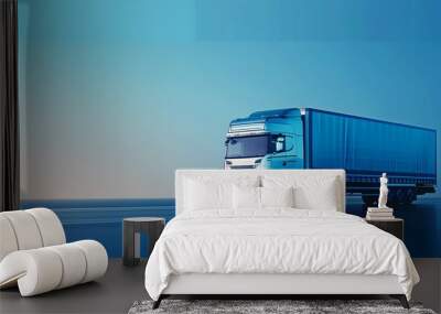 A cover for a cargo transportation website, Grey and blue color, banner style Wall mural