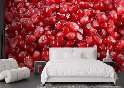 Background with pomegranate seeds, texture, juicy, fruit, red Wall mural