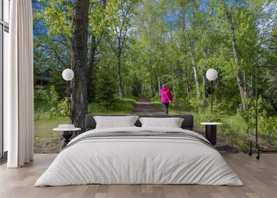 Early morning walk after the rain in Waskesiu, Prince Albert National Park, Canada Wall mural