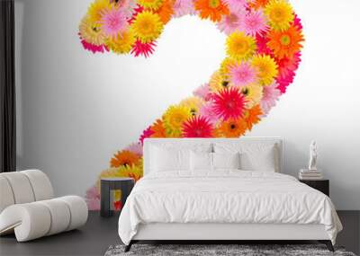 flower number two. Floral element of colorful alphabet made from Wall mural