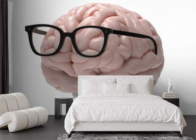 3D brain and glasses illustration Wall mural