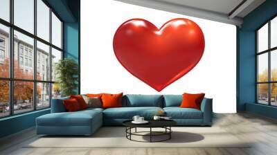 3D red  heart symbol isolated on white BG Wall mural