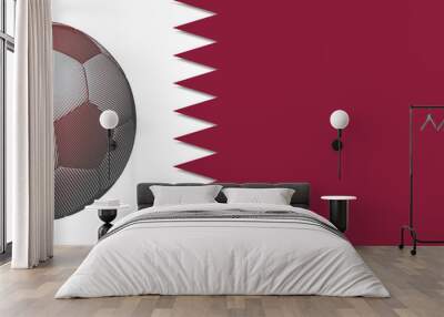 Abstract football graphic template banner with Qatar flag pattern BG Wall mural