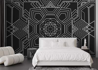 Abstract geometric frame art on monochrome background Wall mural