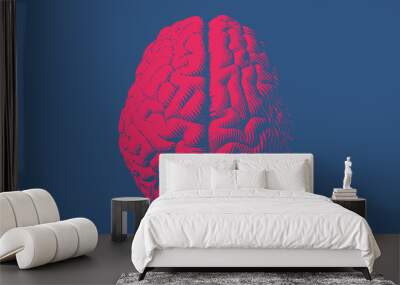 Monochrome drawing brain vintage style Wall mural