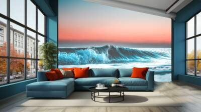 wave at sunset Wall mural