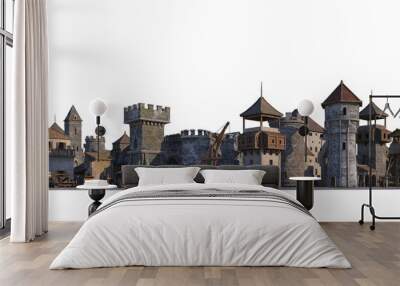 3d render Medieval city with a variety of views Wall mural