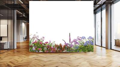 foreground flower gardens and meadows on a transparent background. Wall mural