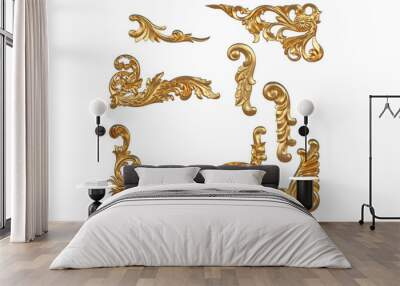 Variety of classic ornaments on transparent background Wall mural