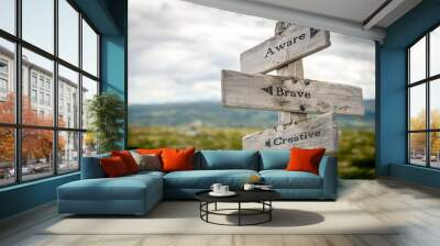 aware brave creative signpost outdoors in nature Wall mural