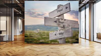 find your why text on wooden sign outdoors. Wall mural