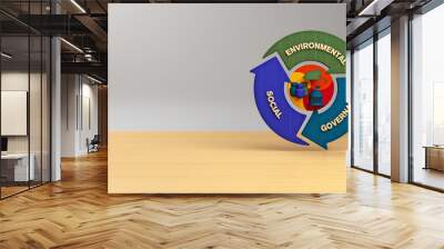 Environmental social and corporate governance (ESG) concept. 3D render illustration in 8k with copy space.
 Wall mural