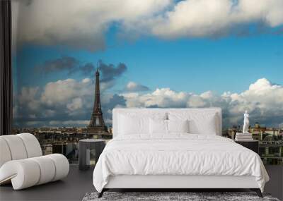 Sunshine on Eiffel Tower in Paris Wall mural