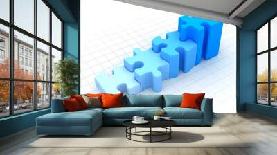 ladder of blue puzzle pieces Wall mural