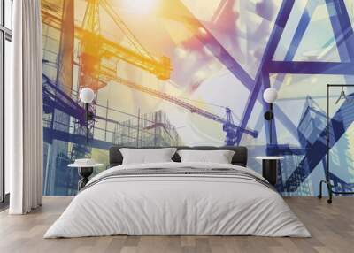 Building construction and engineering concept - digital illustration Wall mural