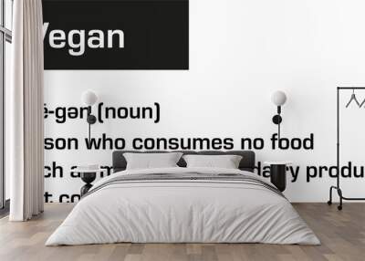 Definition of vegan vector on a white background Wall mural