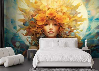 Summer Solstice  Generative AI Illustration Wall mural