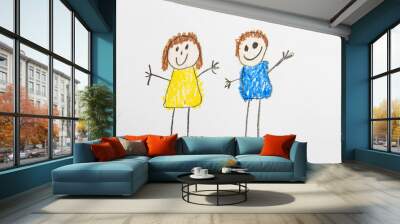 kid drawing: friends Wall mural