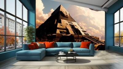 UFO over pyramid Wall mural