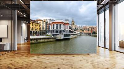 beautiful buildings of bilbao old town, Spain Wall mural