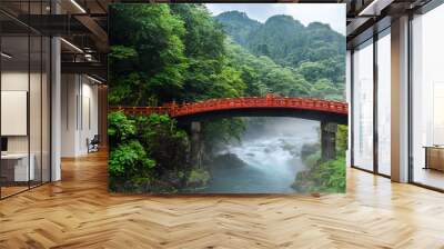 beautiful shinkyo bridge at Nikko, Japan Wall mural