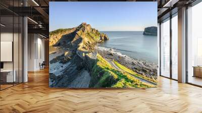 san juan de gaztelugatxe hermitage on sunny day, Spain Wall mural