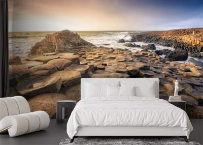 sundown at giants causeway, Northern Ireland Wall mural