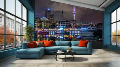 views of auckland harbour and skyline at background Wall mural