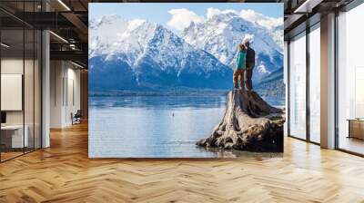 A couple enjoying some spectacular views near Bariloche in Patagonia, Argentina Wall mural