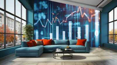 digital financial performance curves Wall mural