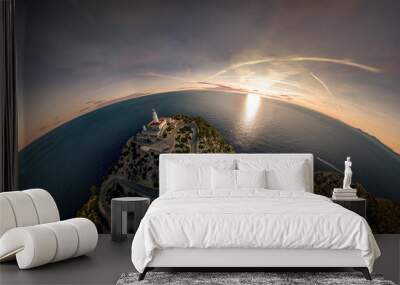 Spherical panorama from a lighthouse on Mallorca  Wall mural