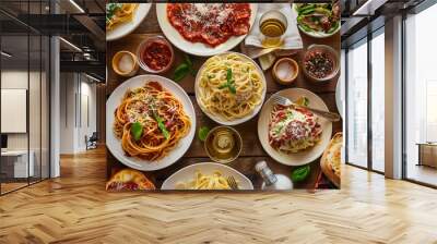 various pasta dishes from above  Wall mural