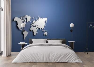 World map on blue background banner Wall mural