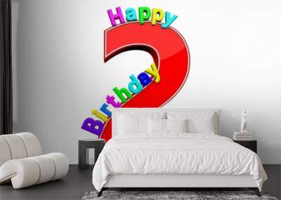 the big red number 2 with happy birthday Wall mural