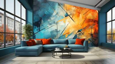 Abstract art painting antecedent design geometric design grunge texture design m, generative IA Wall mural