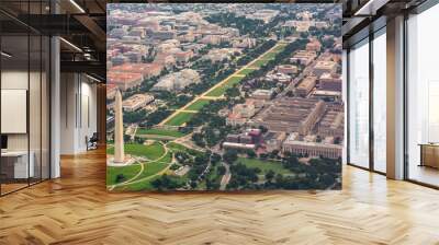 Aerial view of The National Mall in Washingtion D.C. USA. From the Washington Monument to the Capital Building. Wall mural