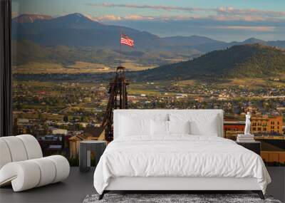 Headframes of Butte, Montana, remnants of mines of the early 1900's Wall mural