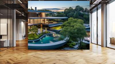 A Futuristic concept for remote ecological luxury homes which are good for the earth, conservation, and environment. It uses renewable energy and blend in with nature. A perfect vacation rental. Wall mural