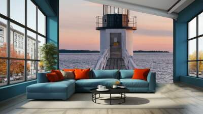 A lighthouse on a pier, Marshall Point Lighthouse, Saint George, Maine Wall mural