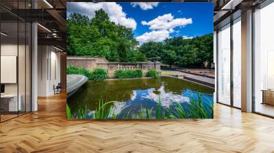 Clouds reflecting in the cascading fountain at Meridian Hill Par Wall mural