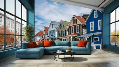 Houses on Bay Avenue in Somers Point, New Jersey. Wall mural