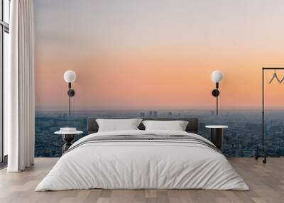 Sunset view from Bunkers del Carmel (Colina de la Rovira), in Barcelona, Spain Wall mural