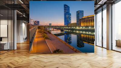 The Schuylkill River at sunset, in Philadelphia, Pennsylvania. Wall mural